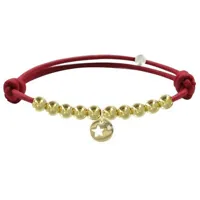 bracelet lien médaille etoile et perles plaquées or - classics - rouge