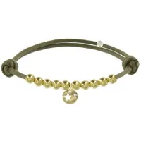 bracelet lien médaille etoile et perles plaquées or - classics - vert kaki