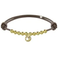 bracelet lien médaille etoile et perles plaquées or - classics - marron clair