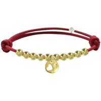 bracelet lien médaille coeur et perles plaquées or - classics - rouge