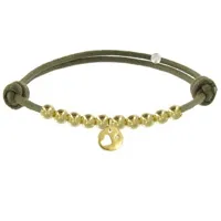bracelet lien médaille coeur et perles plaquées or - classics - vert kaki