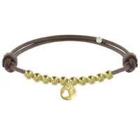 bracelet lien médaille coeur et perles plaquées or - classics - marron clair