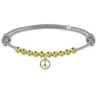 bracelet médaille peace and love et perles plaquées or - classics - gris clair