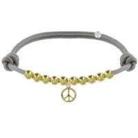 bracelet médaille peace and love et perles plaquées or - classics - gris
