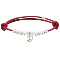 bracelet médaille peace and love et perles en argent - classics - rouge
