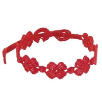 cruciani bracelet dentelle 7 trèfles rouge