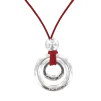 collier lien en suédine pendentif deux anneaux plaqué argent - classics - rouge