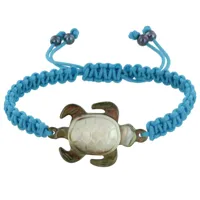 bracelet lien tréssé tortue nacre grise - turquoise