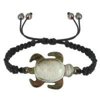 bracelet lien tréssé tortue nacre grise - noir