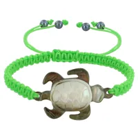 bracelet lien tréssé tortue nacre grise - vert