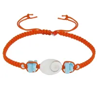 bracelet lien tréssé orange pavés de larimar et oeil de ste lucie