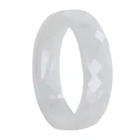 bague anneau large céramique blanche facettée - 6mm - taille 56