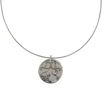 collier argent cercle de nacre ivoire et arabesque - taille 40 cm