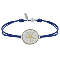 bracelet lien médaille en laiton etoile émaillée blanche - bleu