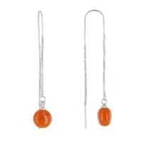 boucles d'oreilles chainette argent et perle céramique - orange