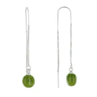 boucles d'oreilles chainette argent et perle céramique - vert