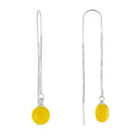 boucles d'oreilles chainette argent et perle céramique - jaune