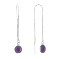 boucles d'oreilles chainette argent et perle céramique - violet