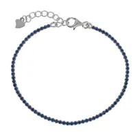 bracelet argent rhodié petits carrés de strass - bleu navy
