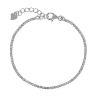 bracelet argent rhodié petits carrés de strass - blanc
