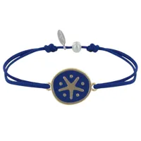 bracelet lien médaille en laiton etoile émaillée bleue - bleu