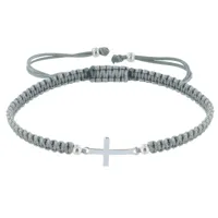 bracelet argent croix lien tréssé - classics - gris clair