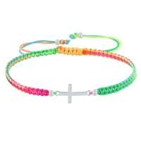 bracelet argent croix lien tréssé - classics - multicolore