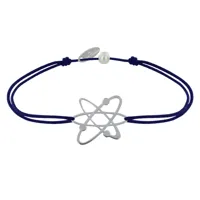 bracelet mixte lien médaille argent atome - bleu navy