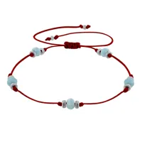 bracelet lien cinq perles facettées de larimar - rouge