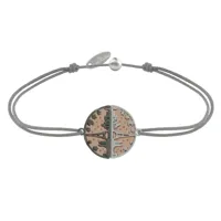 bracelet lien médaille argent plaqué or rose ruthénium paris - gris
