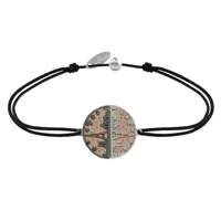 bracelet lien médaille argent plaqué or rose ruthénium paris - noir