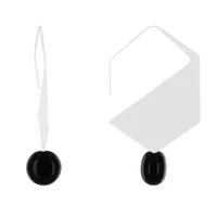 boucles d'oreilles crochet plat métal argenté hexagone et perles céramique - noir