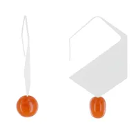 boucles d'oreilles crochet plat métal argenté hexagone et perles céramique - orange