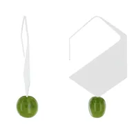 boucles d'oreilles crochet plat métal argenté hexagone et perles céramique - vert