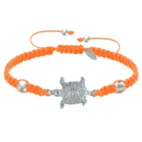 bracelet métal argenté tortue lien tréssé - orange