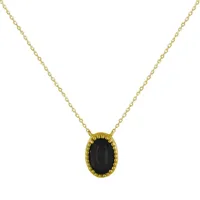 collier plaqué or ovale d'agate noire