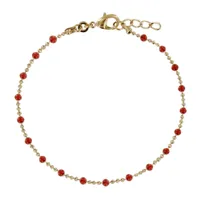 bracelet plaqué or billes et petites perles - rouge
