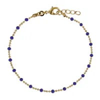 bracelet plaqué or billes et petites perles - bleu