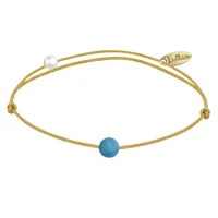 bracelet lien petite perle de turquoise - or
