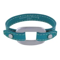 bracelet cuir et maille rectangle plate argent 925 - turquoise