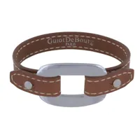 bracelet cuir et maille rectangle plate argent 925 - marron clair