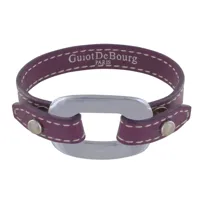 bracelet cuir et maille rectangle plate argent 925 - violet