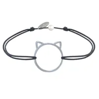 bracelet lien médaille argent tête de chat ajouré - gris