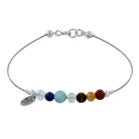 bracelet câbles 7 chakras perle cristal de roche