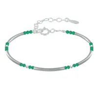 bracelet argent tubes et perles facettées de chrome diopside m2