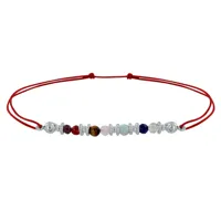 bracelet lien argent 7 chakras - rouge