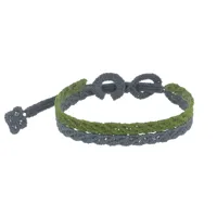 cruciani bracelet homme dentelle prospérité bicolore gris foncé et vert kaki