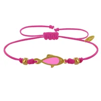 bracelet lien poisson en laiton doré translucide - rose