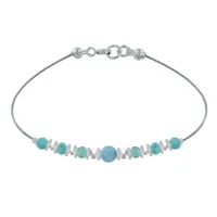 bracelet câble sept perles de larimar anneaux et perles argent