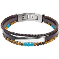 bracelet homme hb6633 en cuir et perles naturelles rochet